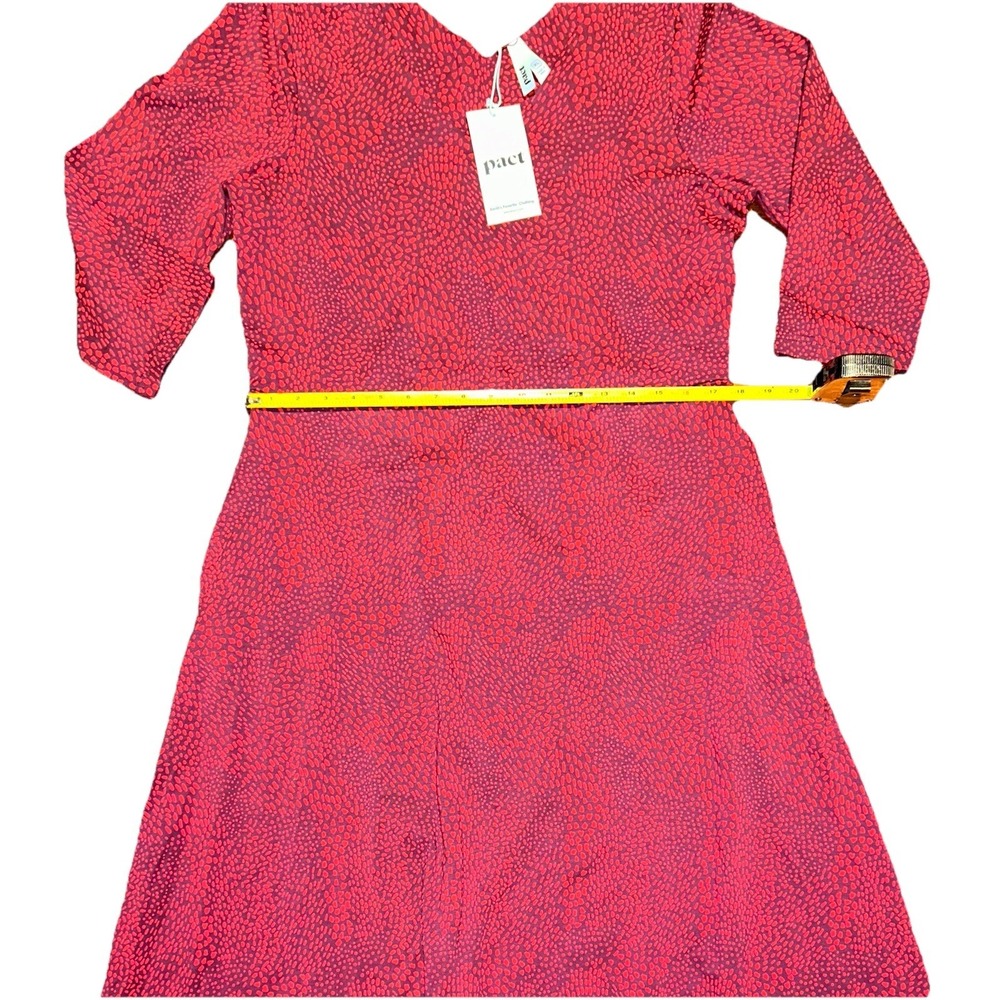 New Pact Dakota Dress 3/4 Sleeve Fit & Flare Midi‎ Organic Cotton XL Pockets - Picture 6 of 7